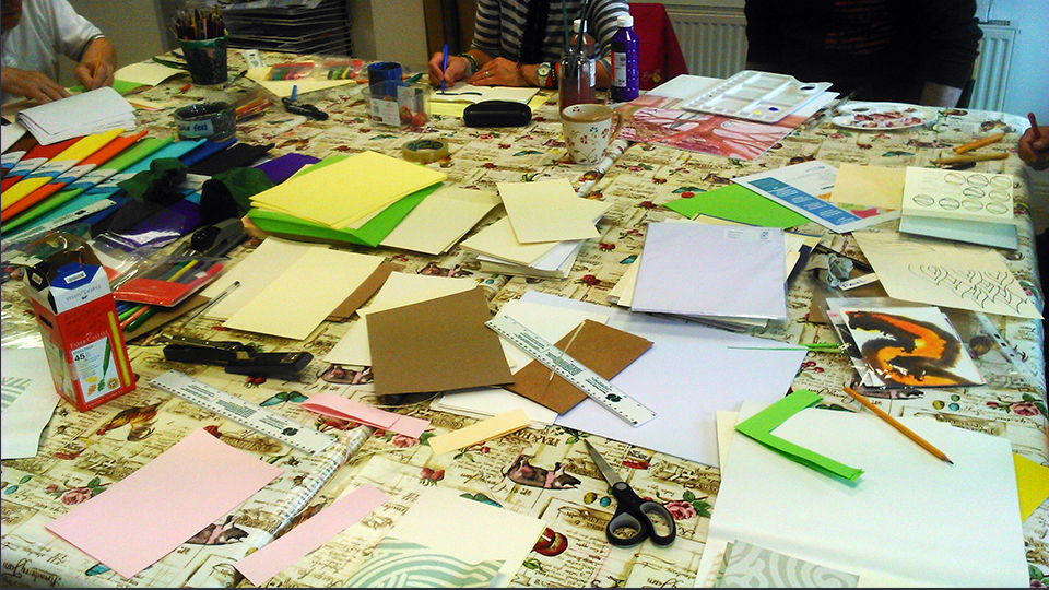 Personal Notebook/Sketchbook making workshop with Le Chéile service users run by Third Level Visual Arts Educator and Contact Studios Member Anne-Marie Morrin